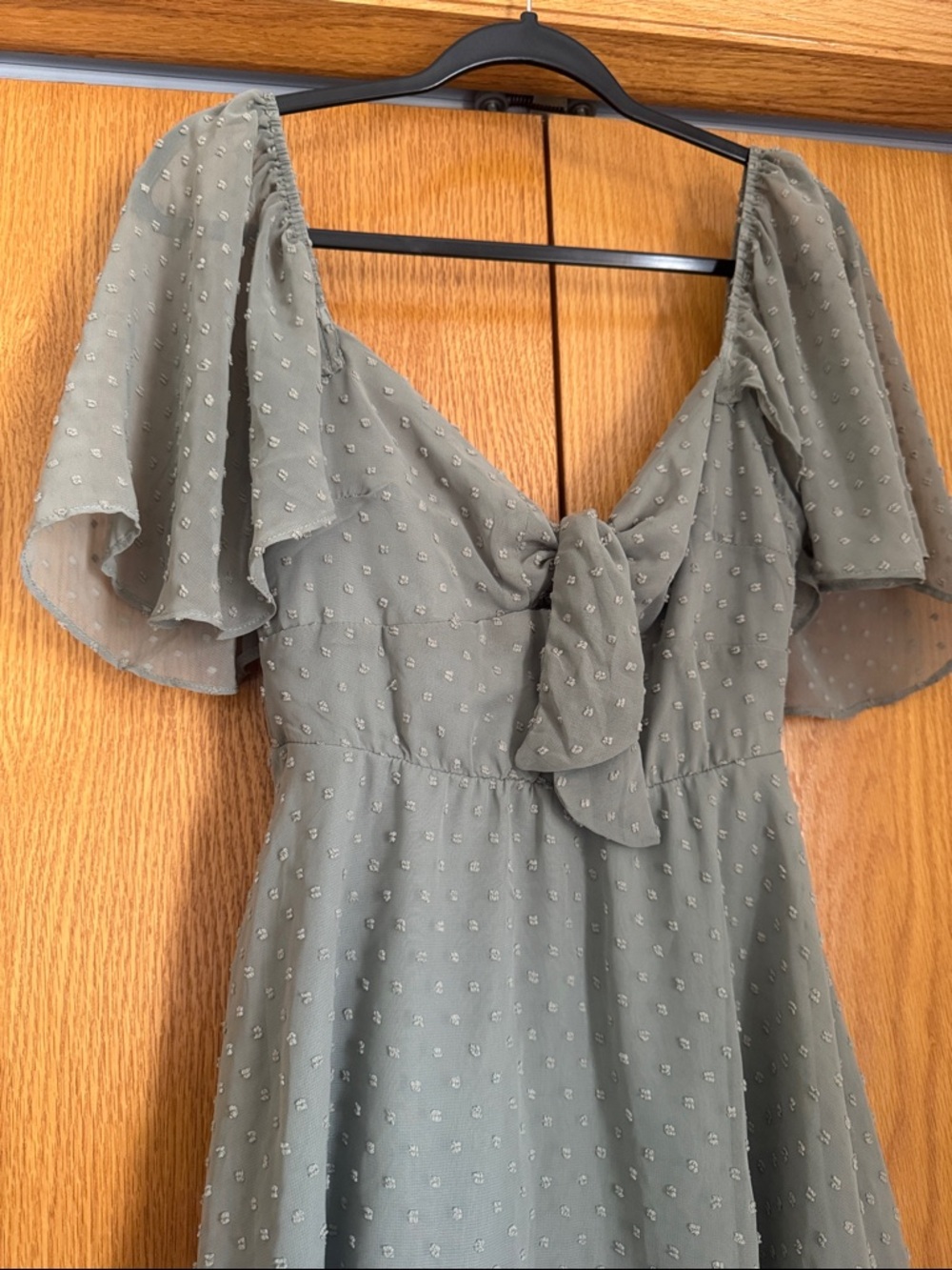 Altard state Sage Green Flutter Sleeve Tie-Front Mini Dress - Picture 2 of 4